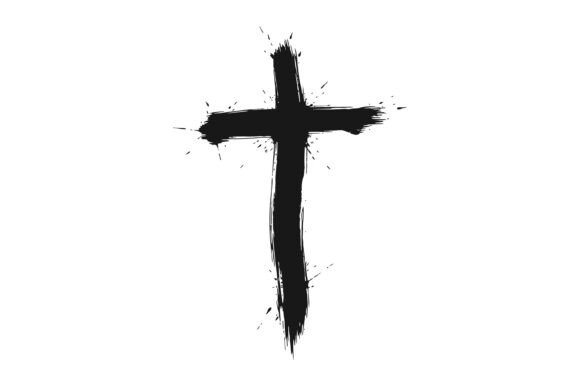 Brush Style Christian Cross Design for T-Shirt Graphics