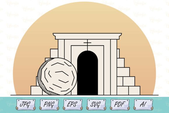 Christian Easter Empty Tomb Art for T-Shirt Designs