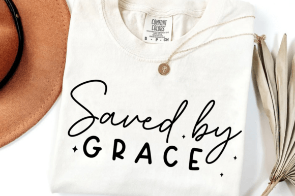 Graceful Embroidery: Saved by Grace SVG, Christian PNG