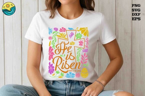 He is Risen SVG: A Christian Easter Cross Design