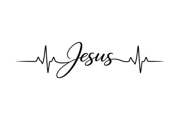 Jesus Heartbeat Faith Line Design for Modern Graphics