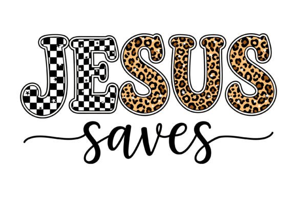 Jesus Saves Leopard Checker Script SVG for T-Shirt Designs